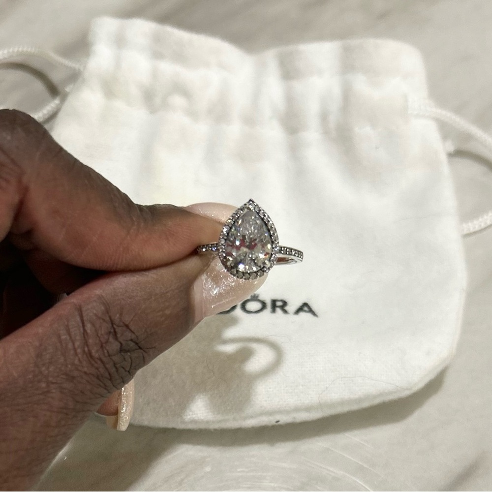 Pandora Sparkling Pear Shape Halo Ring